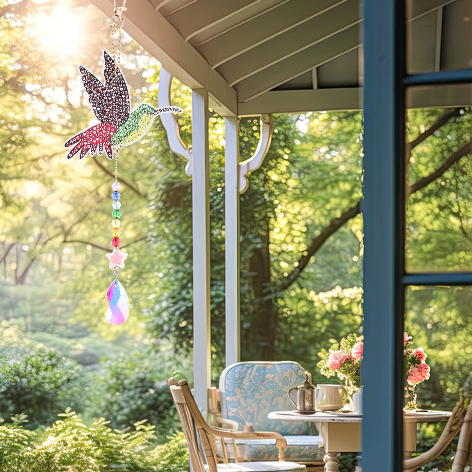 

1 set Sun Catcher Bird Decorative Pendant DIY Drawing nament Home Garden Porch Hanging Craft Kit Artware Set