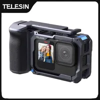 TELESIN StreetGrip-Kit de Control remoto de ayuda para agarre manual, juego de jaula de conejo para Gopro 13, 12, 11, 10, 9, accesorios, adaptador de zapata fría doble