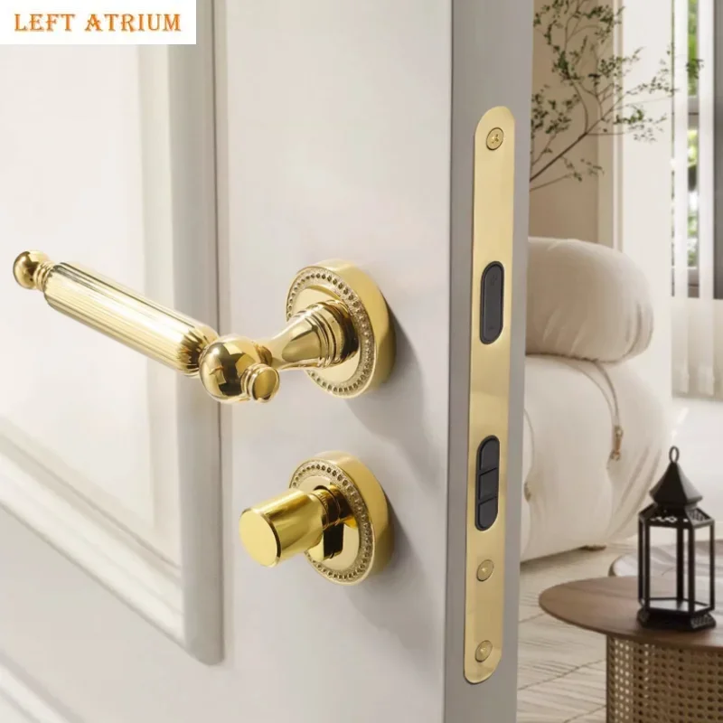 

Golden Bedroom Door Lock Indoor Split Lock Zinc Alloy Door Handle Silent Locks Wood Door Safety Locks Doors Hardware Accessories