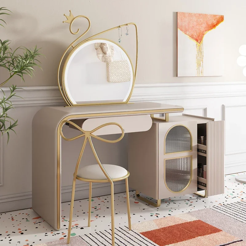 

#Nordic style modern bedroom furniture makeup led vanity mirror dressing table