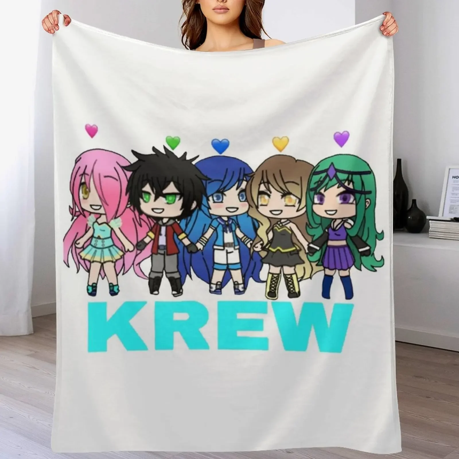 

Funneh And The Krew Family Blue Throw Blanket blankets and throws Stuffeds Polar Luxury Brand Blankets