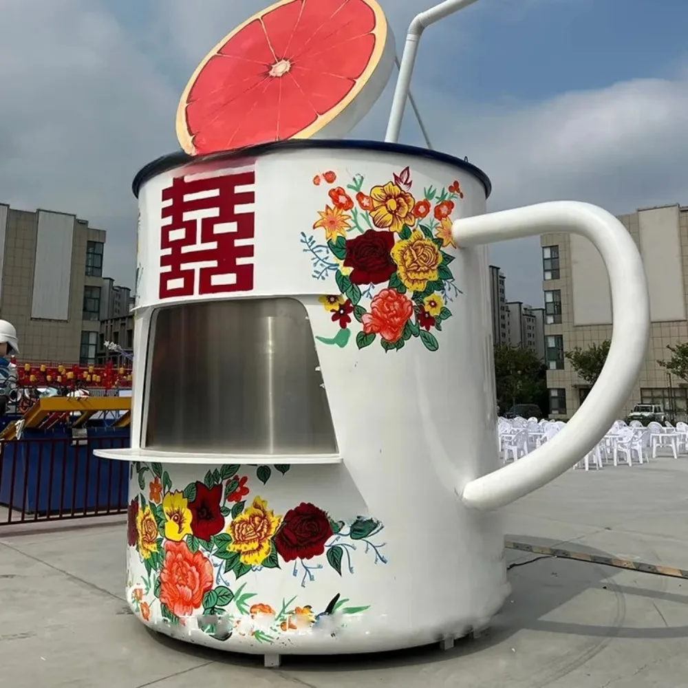 for  large teacup street view car giant teacup coffee stool new mobile milk tea shop retro Internet celebrity dining car