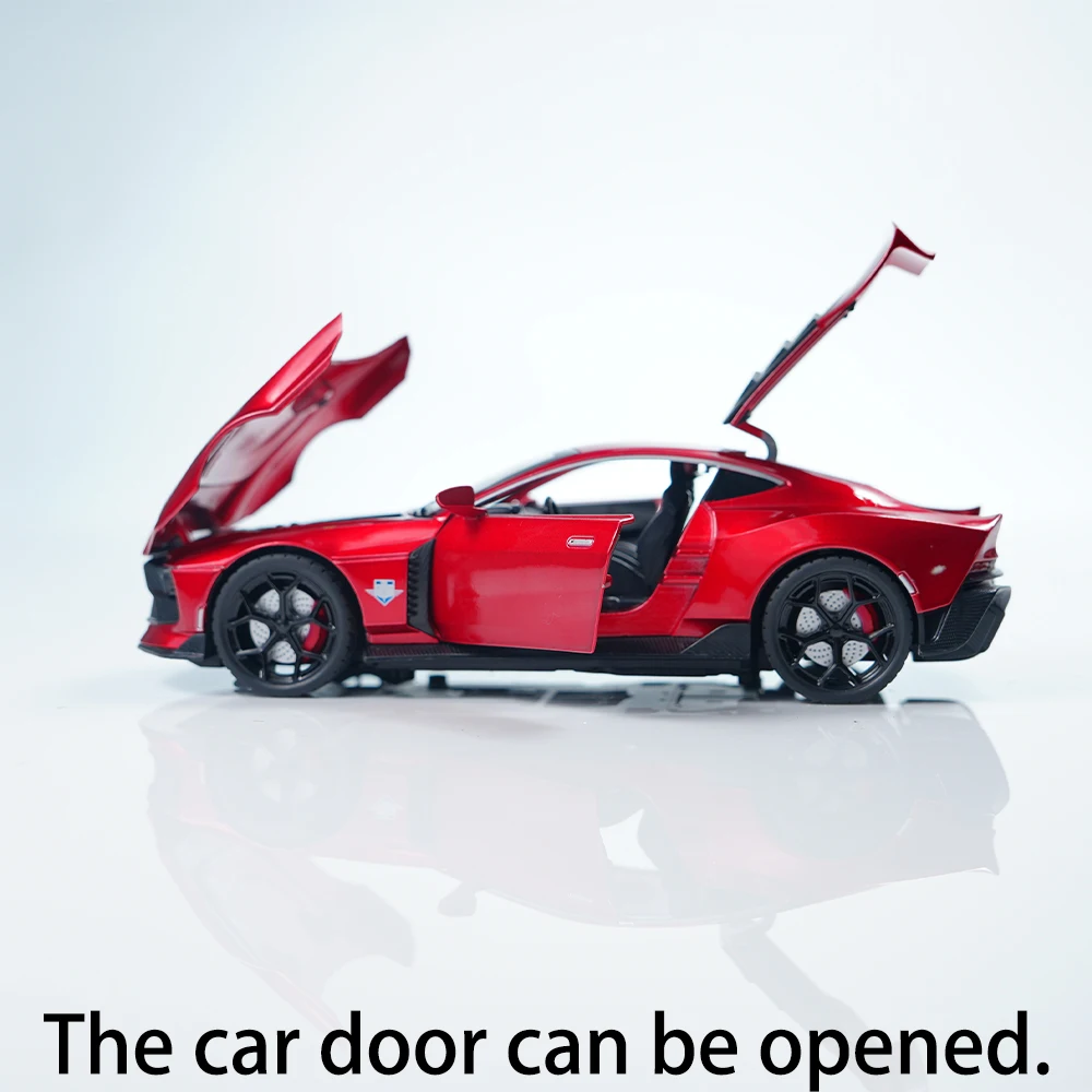 Modelo de carro de brinquedo de liga de quatro portas vermelho legal em escala 1:2, tem uma função pull-back e vai correderá! Música leve integrada, detalhes requintados, cheio de textura, é adequado para exibição, é uma ótima escolha para fãs de carros para coletar e presentes!