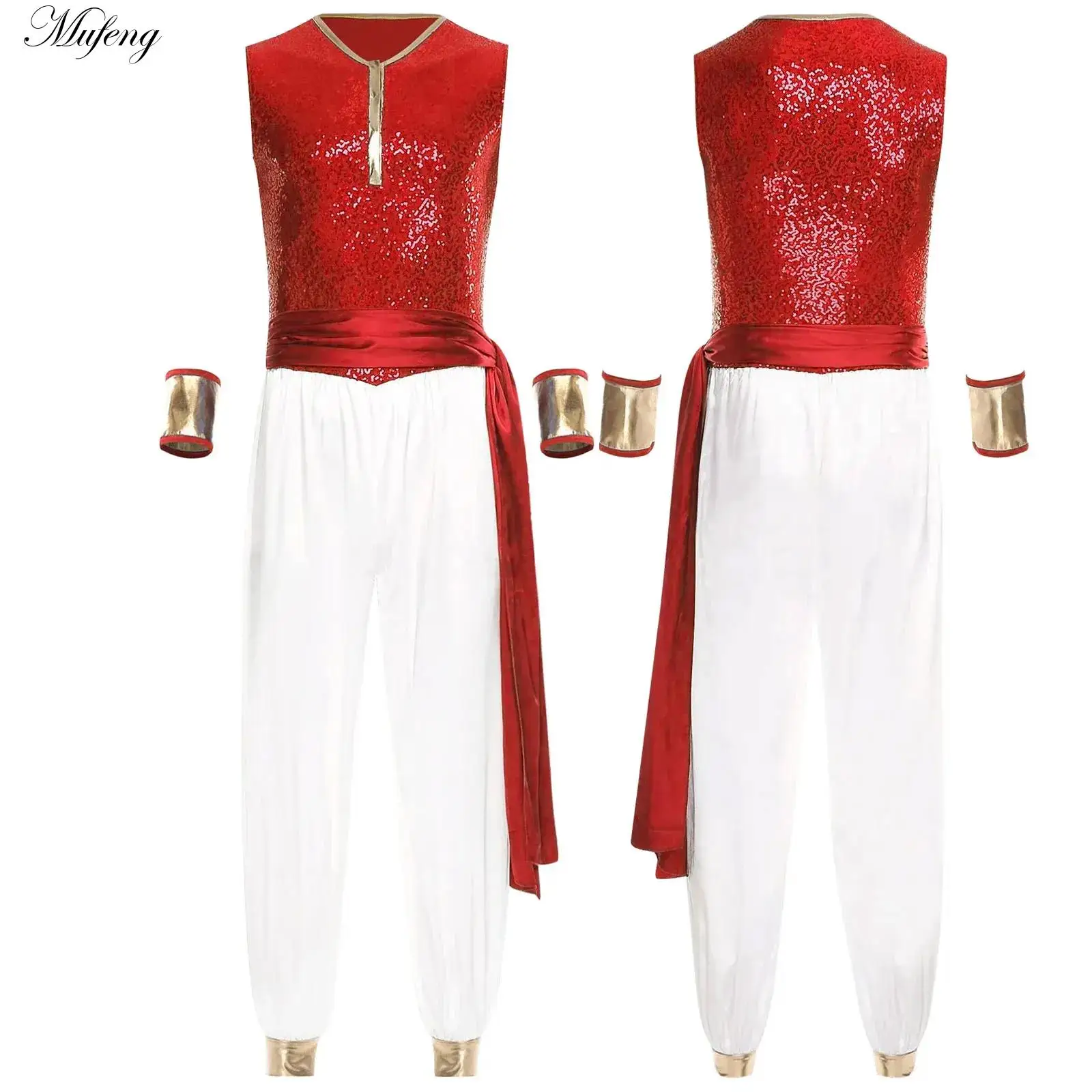 Pelele del Príncipe Árabe para hombre, mono de satén brillante, mono sin mangas, disfraz de Halloween, disfraz de lámpara mágica de Aladiner, disfraz elegante