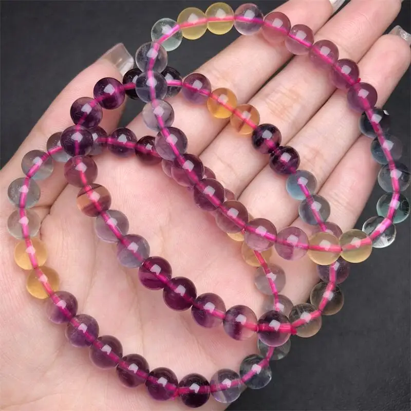 7.5MM Natural Colored Fluorite Bracelet For Women Men Love Gift Crystal Beads Strands Jewelry Gift 1PCS