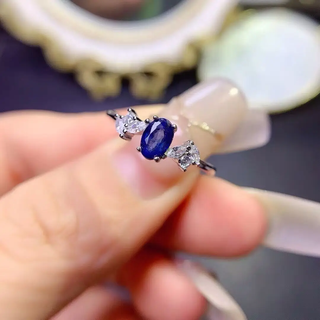 KJJEAXCMY exquisite women's Ring, selected from Natural Sapphire, with S925 silver electroplating process,interpreting elegance