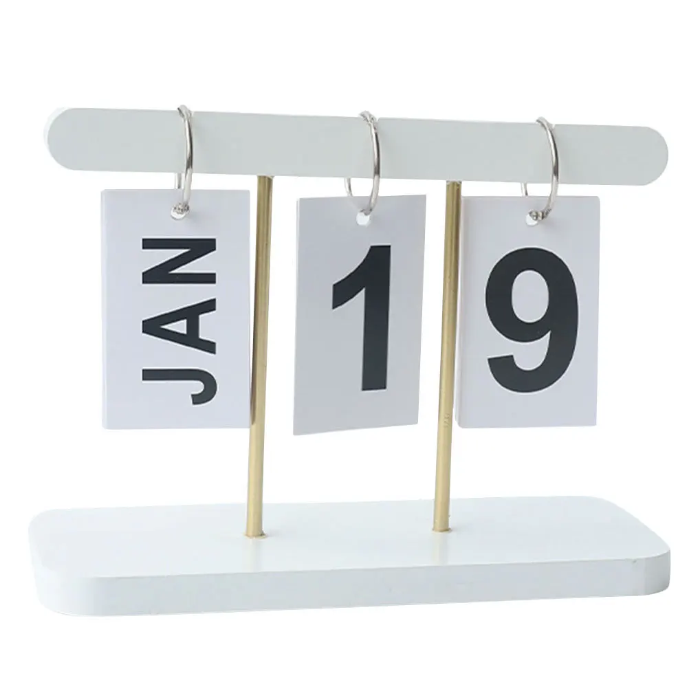 

1pc Flip Page Wooden Tabletop Desk Calendar For Home Office Rustic Perpetual Desktop Calendar Standing Date Changer