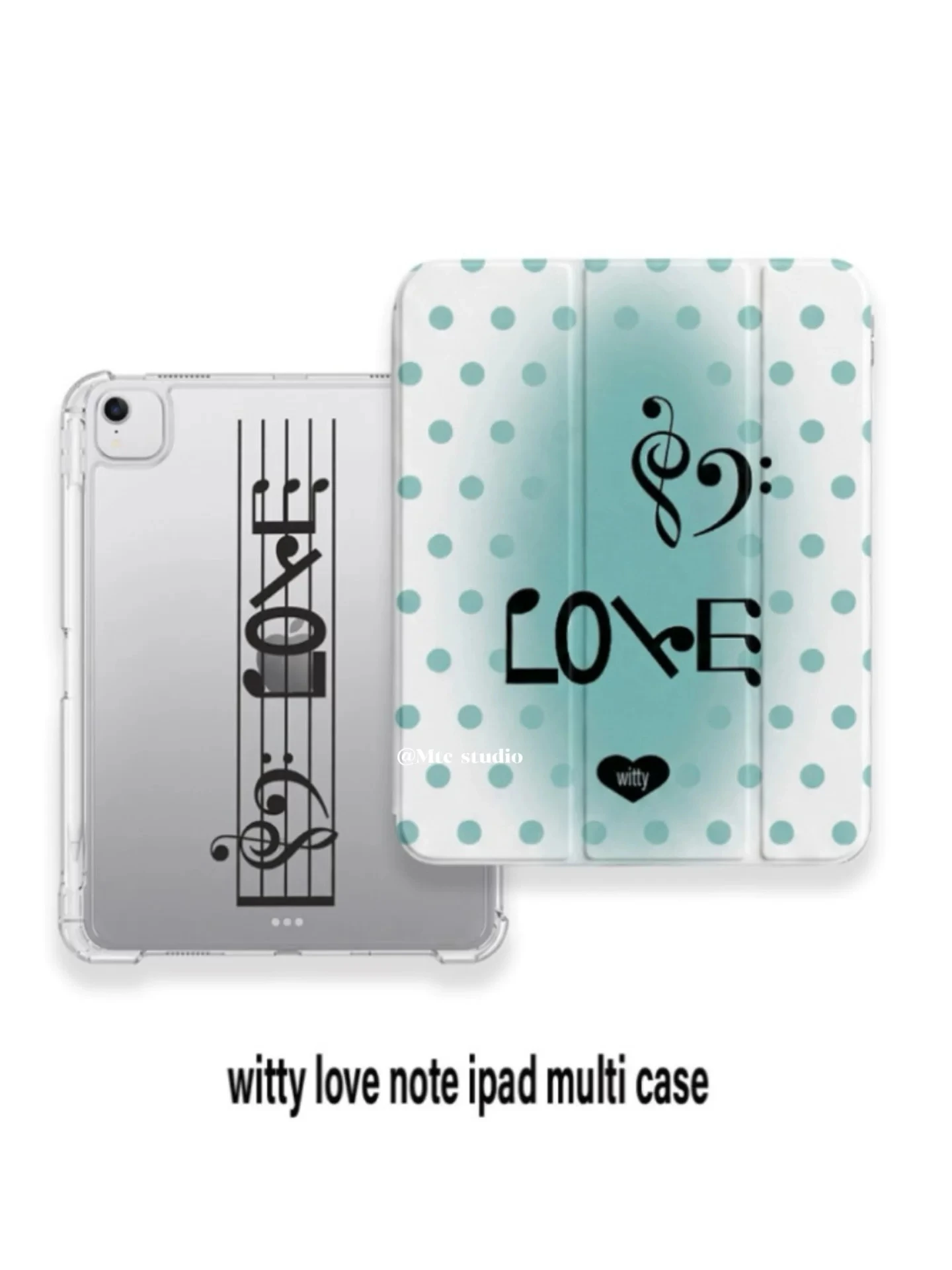 Vintage Mint Polka Dot Notes For iPad Air 4 5 6 Pro 11 12.9 13 M4 10.9 10.2 Mini 7 6 Cover Tri-folded Edge Case With Pen Holder