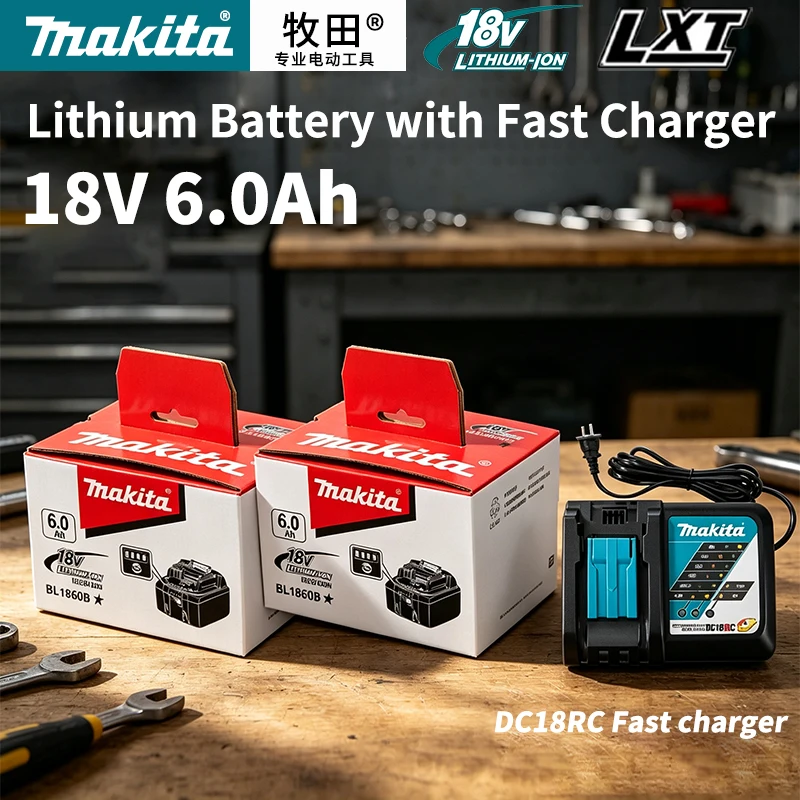 Nuovo kit combinato 2026 con batteria agli ioni di litio da 18 V e caricabatterie rapido DC18RC, alimentatore di ricambio ad alta sicurezza per trapani e cacciaviti elettrici a batteria Makita,