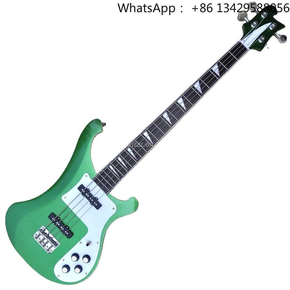 Flyoung Metal Green Electric Bass Guitar 4 Strings Factory Custom Made Bass