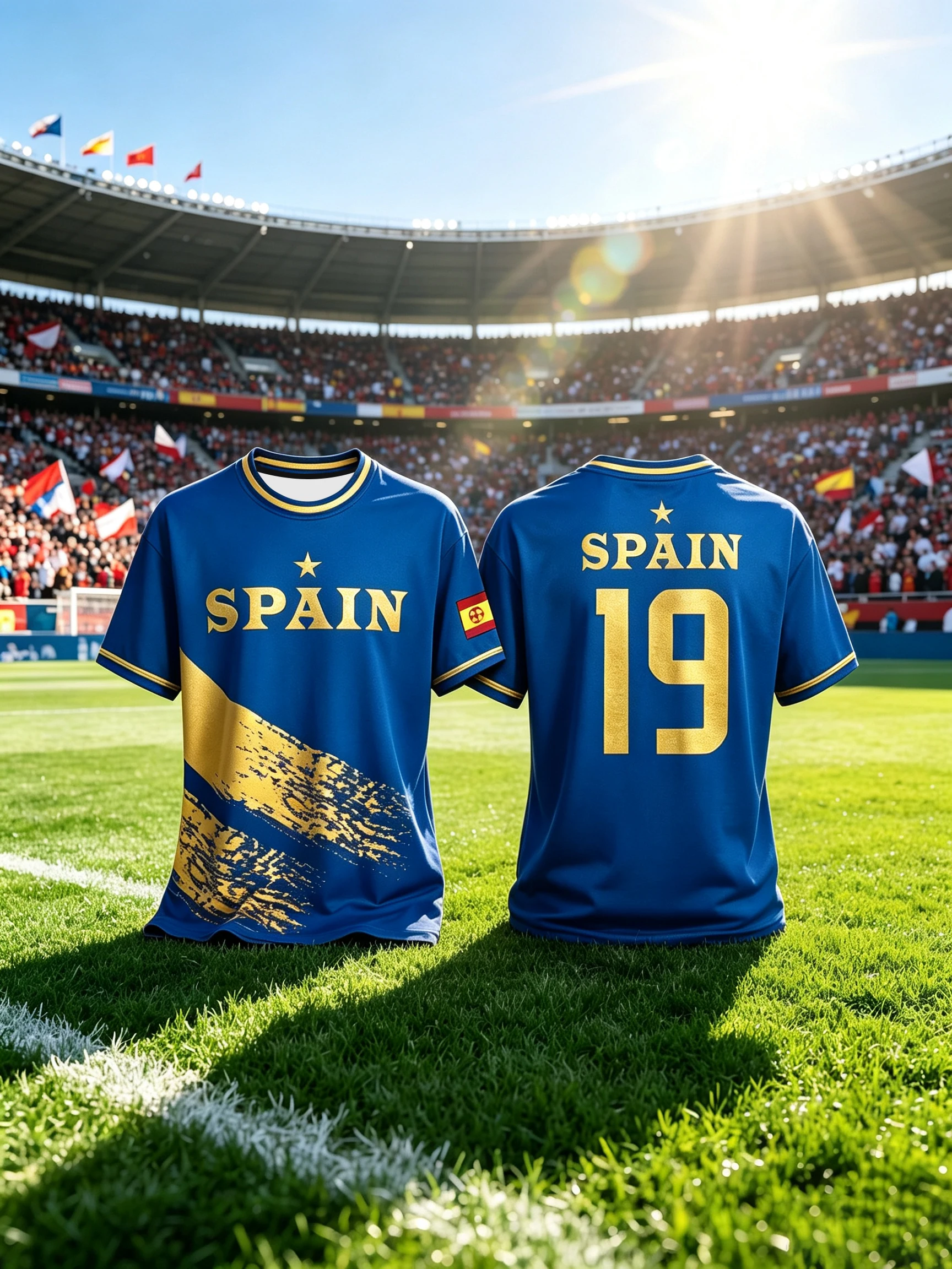 Country Style Brush Stroke Soccer Jersey Star Letter Number 19 Men Tee