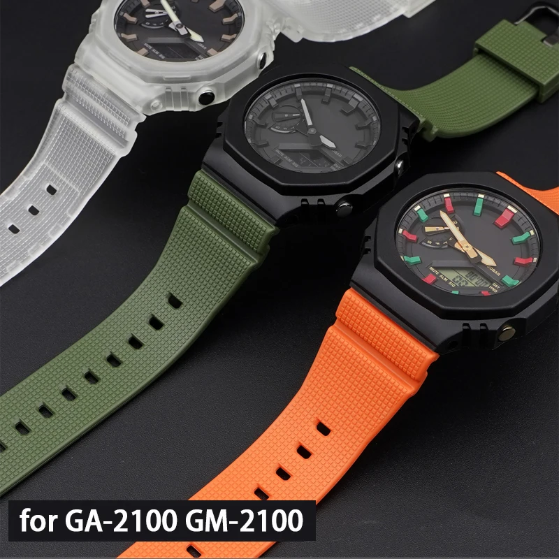 Rubber Watch Strap for Casio G-SHOCK GA-2100 GM-2100 Quick Release Sport Waterproof Men Resin Replacement Wrist Band 16mm