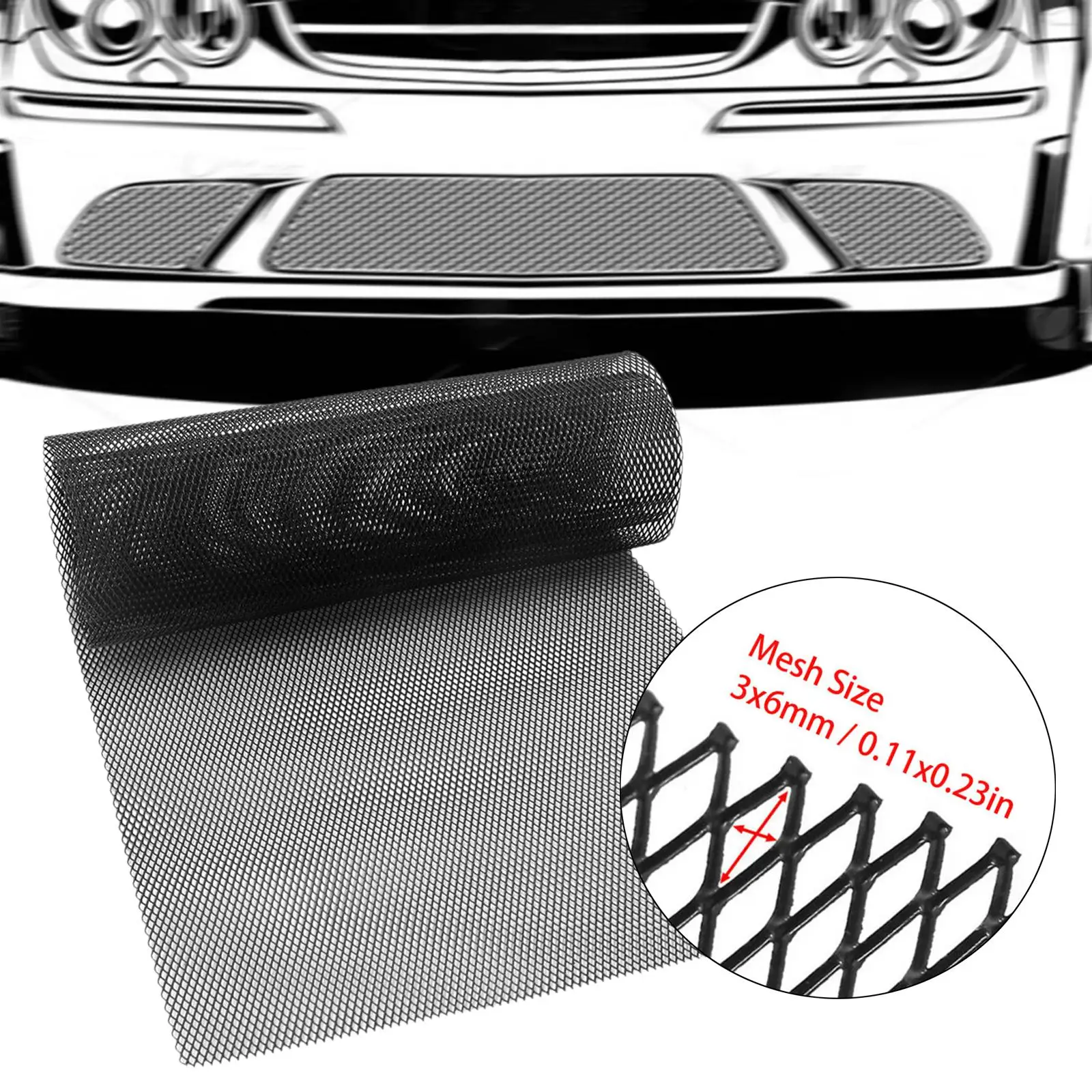 Car Grill Mesh Rhombic Hole 40inchx13inch for Hood Vent Automotive