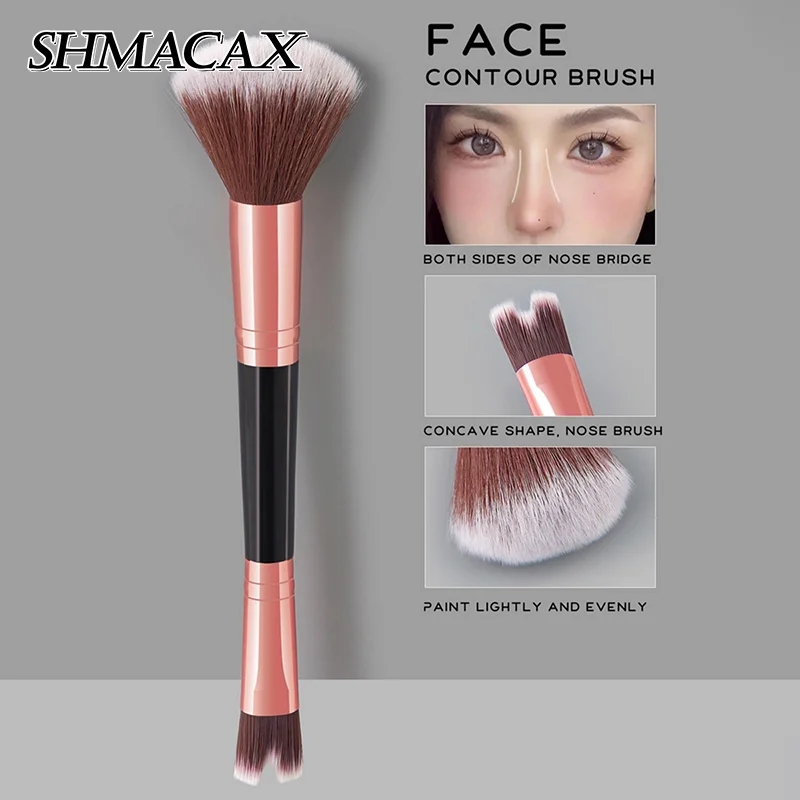 Neuscontour U-vormige make-upborstel Dual-End Neusschaduw Foundation Markeerstiftborstel Blushborstel Gezicht Schoonheid Cosmetica Gereedschap