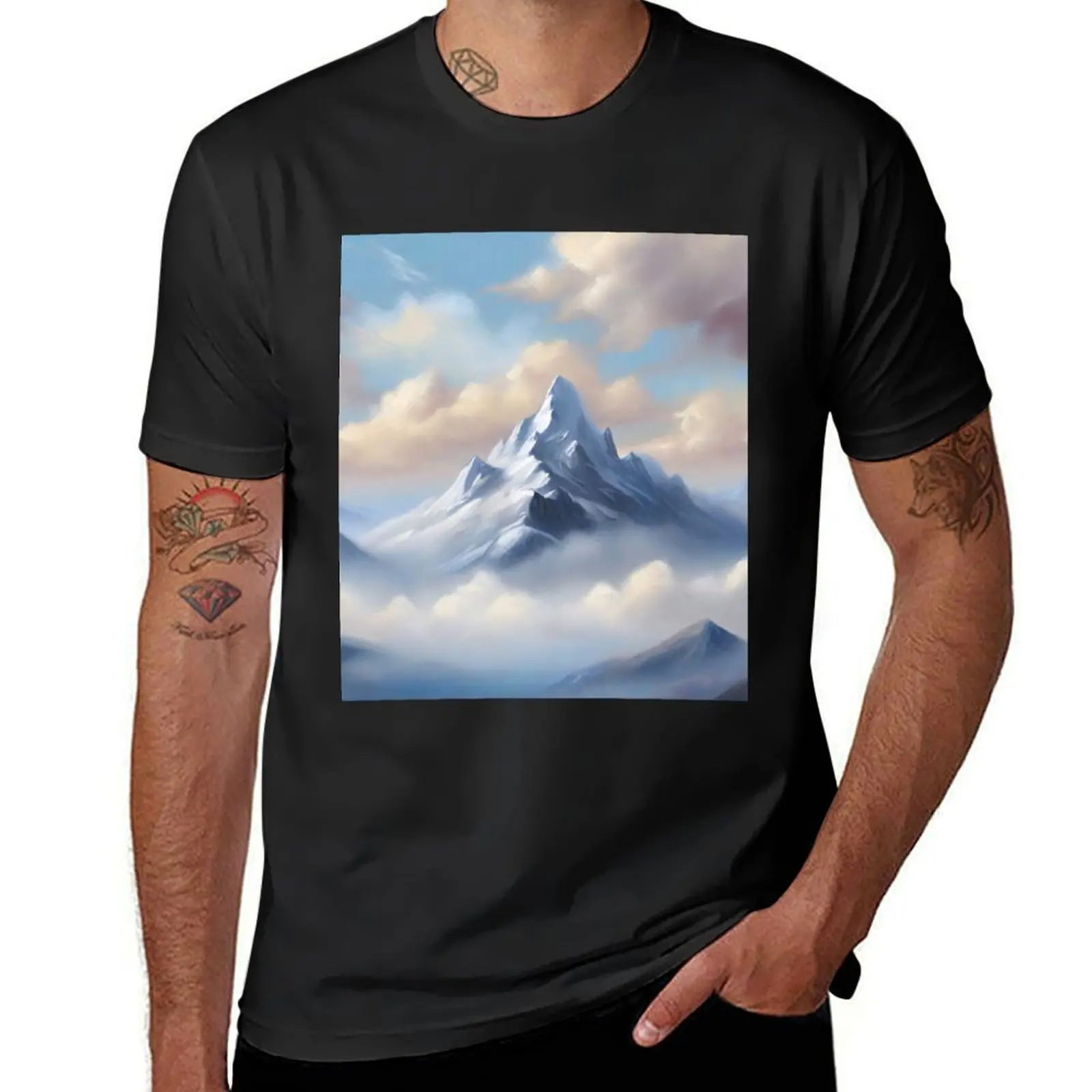 a snowy mountain T-Shirt summer tops for a boy mens workout shirts