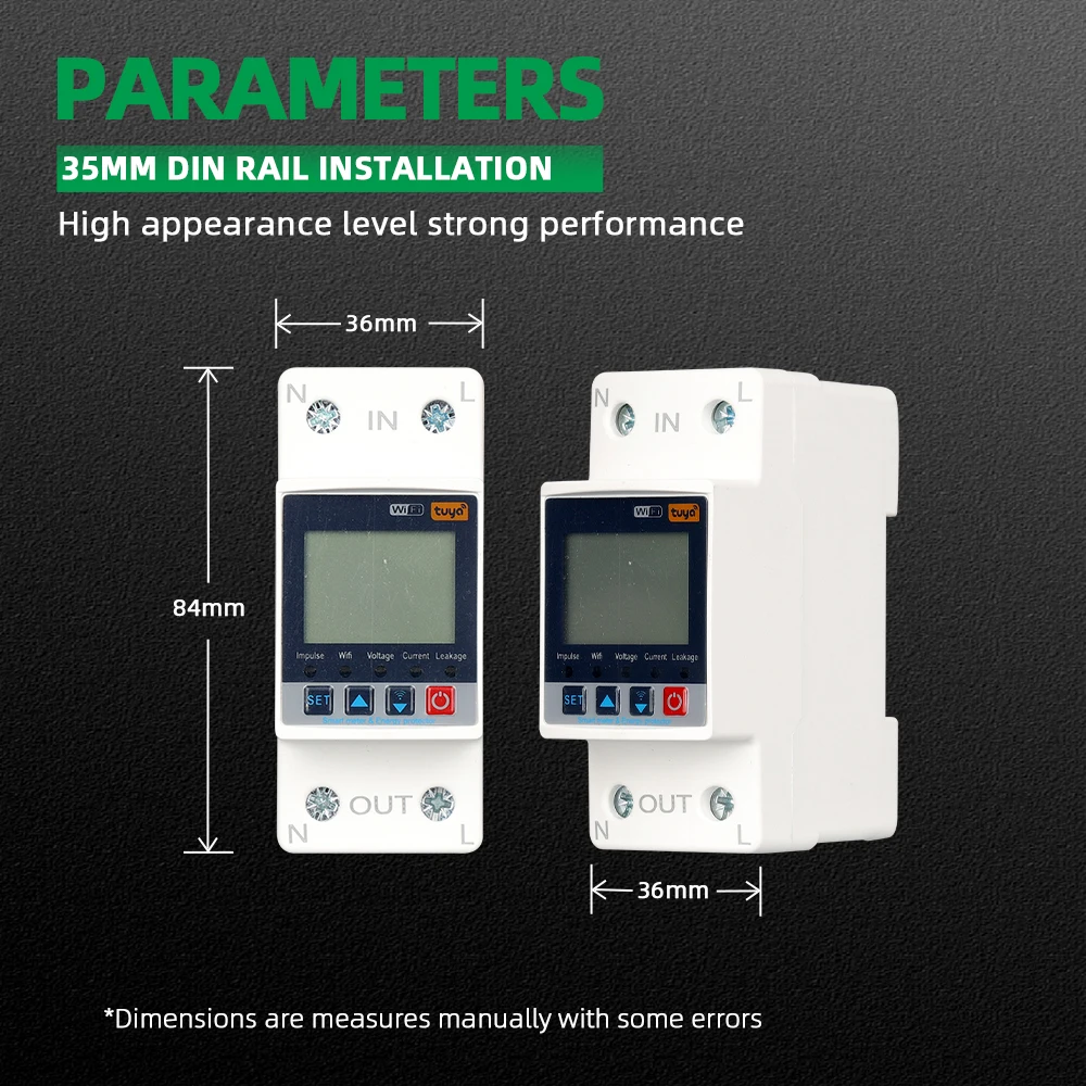 YC6VAs-W WIFI 110V 220V Smartlife TUYA interruttore contatore di energia Timer di misurazione con corrente di tensione e protezione dalle perdite