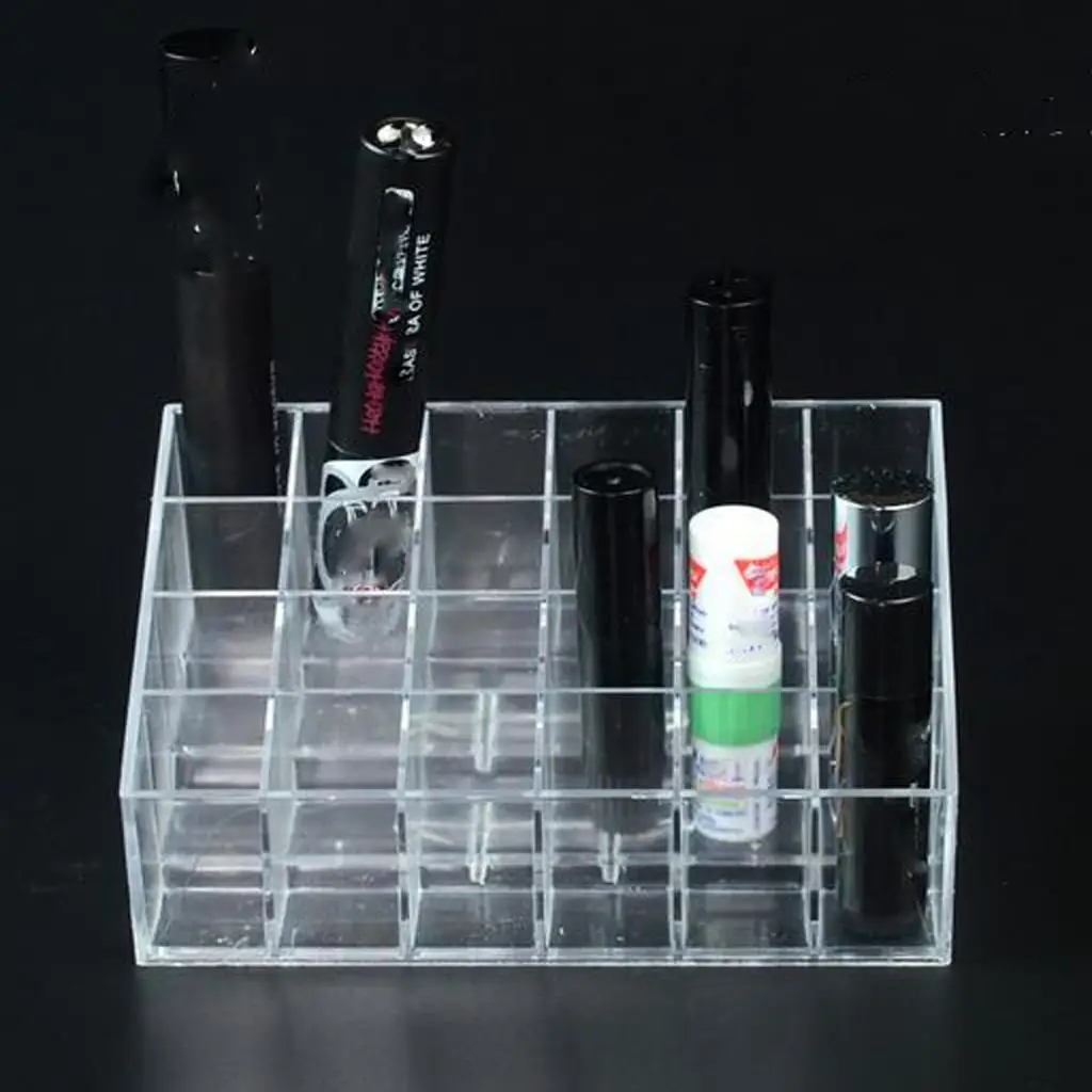 24 Grids Lipstick Nail Polish Holder Display Clear Acrylic Makeup Organizer