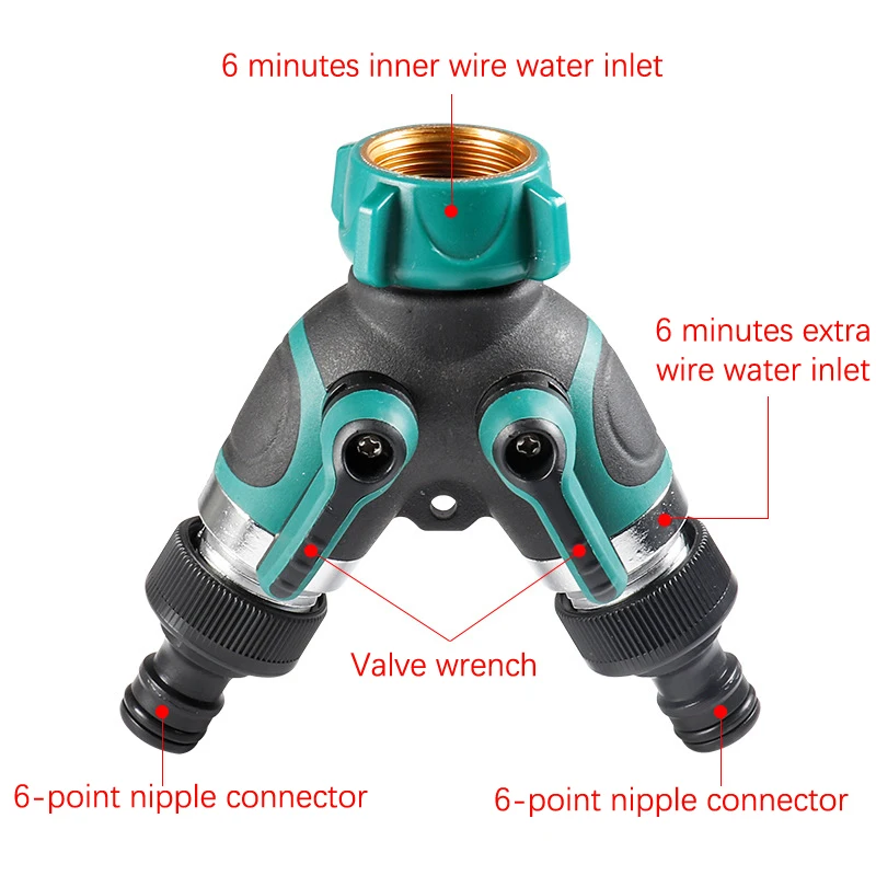 Divisor de manguera de jardín de 2 vías, Conector de riego tipo Y, distribuidor para grifo al aire libre, 3/4 pulgadas, UE, EE. UU., 1 unidad