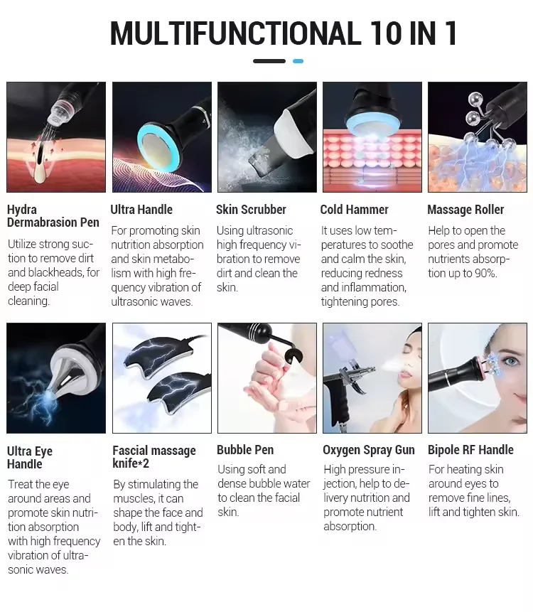 

Портативная кислородная машина для лица 10 в 1, водный пилинг, глубокое очищение, подтяжка кожи, отбеливание, эстетическое косметическое оборудование