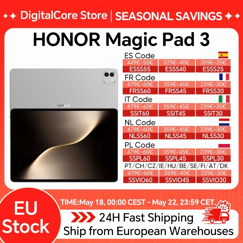 Tablette HONOR MagicPad 3 Version Globale 13,3'' Écran LCD 3K 165Hz Processeur Snapdragon 8s Gen 3 Batterie 12450mAh Android 15