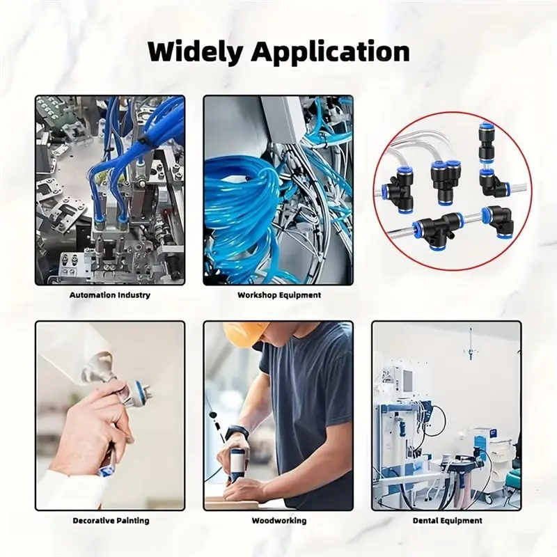 Exquisite-Plastic Air Hose Fittings-Universal 1/4 Inch OD Quick Release Pneumatic Push To Connect Fittings 60Pcs Kit With 15 Spl