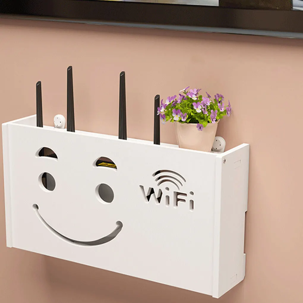 Wall Mounted Wireless Router Rack Living Room Wall-Mounted WiFi Storage Box Wall Decoration Cable Power Bracket Organizer Box