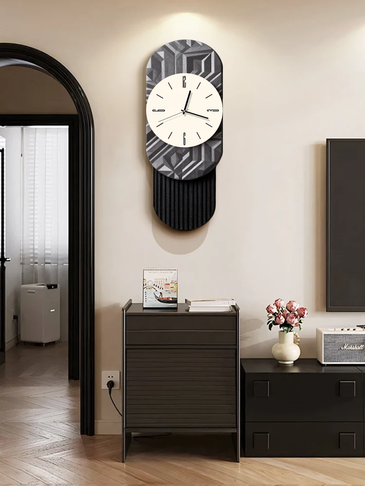 

2026 Retro art wall clock living room home 2025 new light luxury high-end clock silent wall-mounted clock