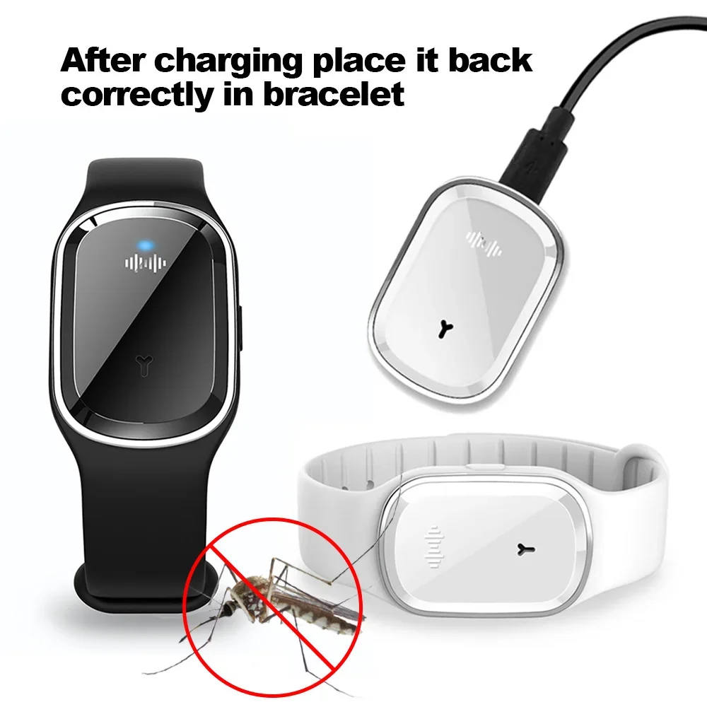 Pulsera repelente de mosquitos ultrasónica para niños y adultos, pulsera antimosquitos, repelente de insectos y plagas, reloj con carga USB