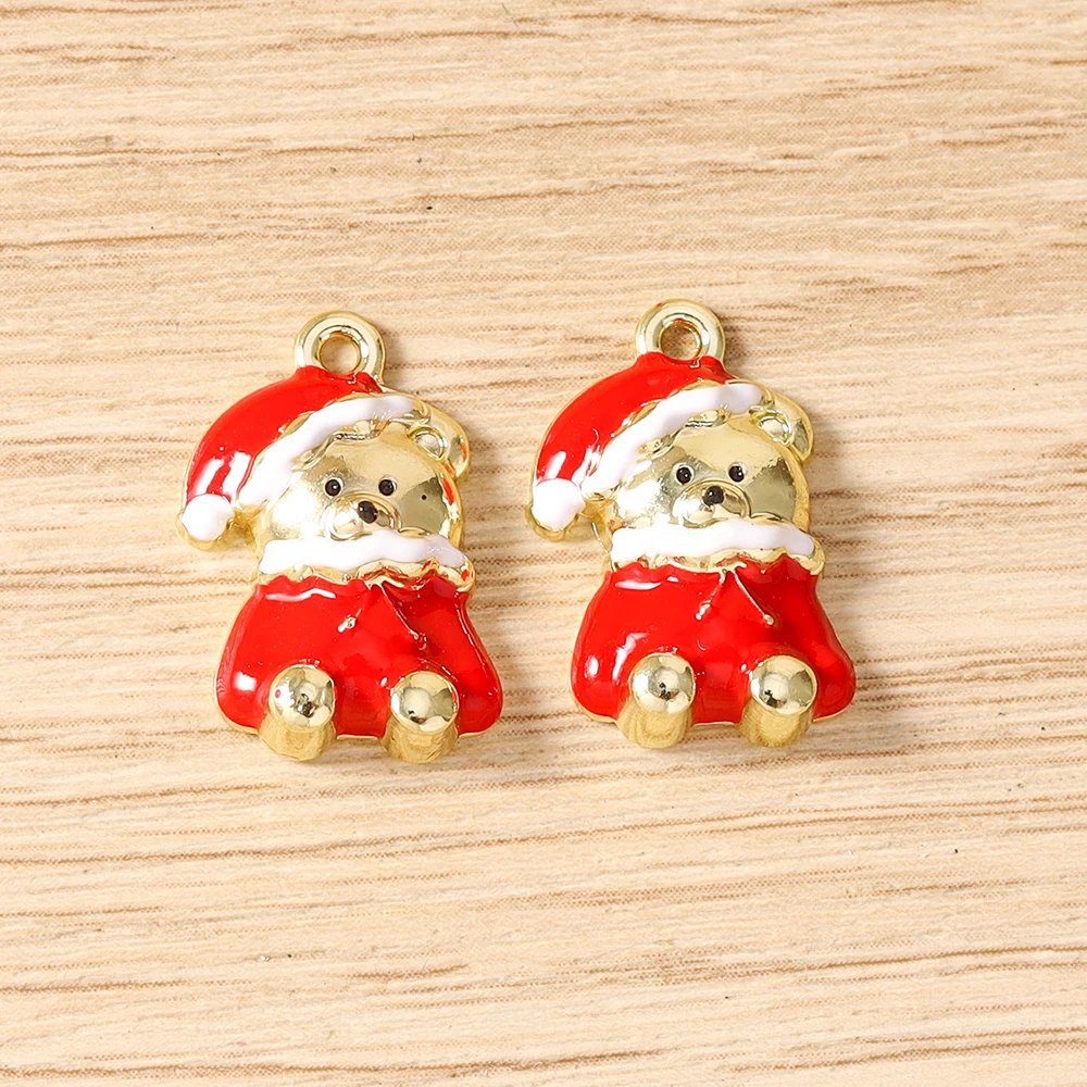 Tusember 5 Stück Emaille-Weihnachtsanhänger mit Weihnachtsmann, Schneeflocke und Schneemann für Weihnachtshalsketten, Ohrringe, Armbänder und Bastelarbeiten – Detail 33
