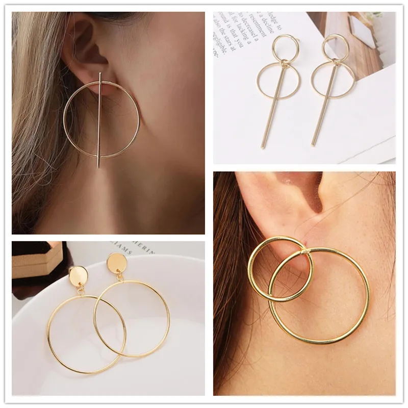 New Round Dangle Earrings for Women Punk Personality Hanging Earrings Circle Pendants Drop Earrings pendientes mujer