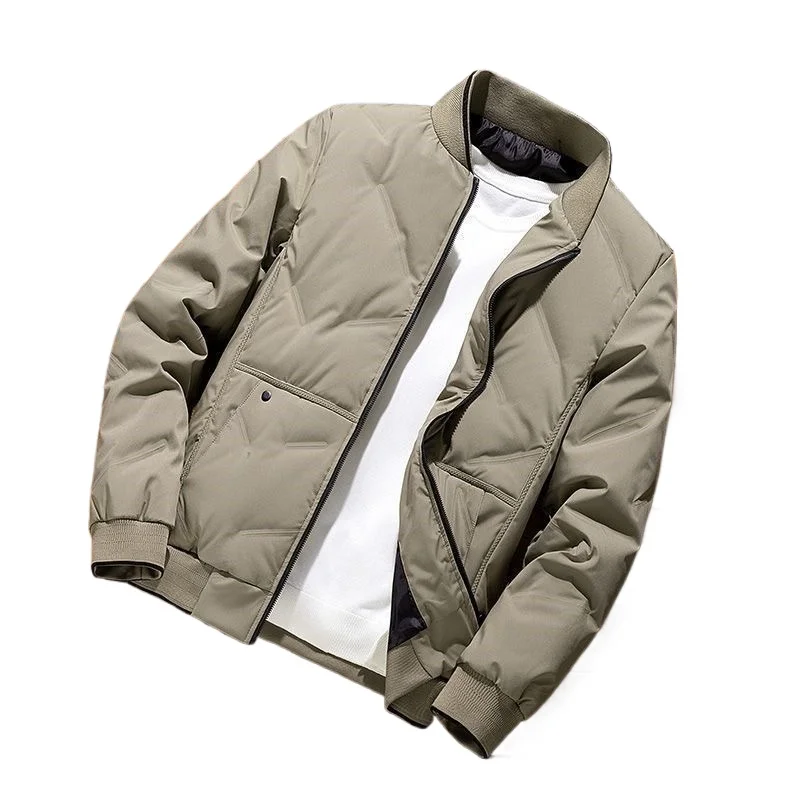 Удобная и модная новая хлопковая куртка, модный мужской кардиган, простой однотонный пуховик, зимнее теплое и плюшевое пальто
