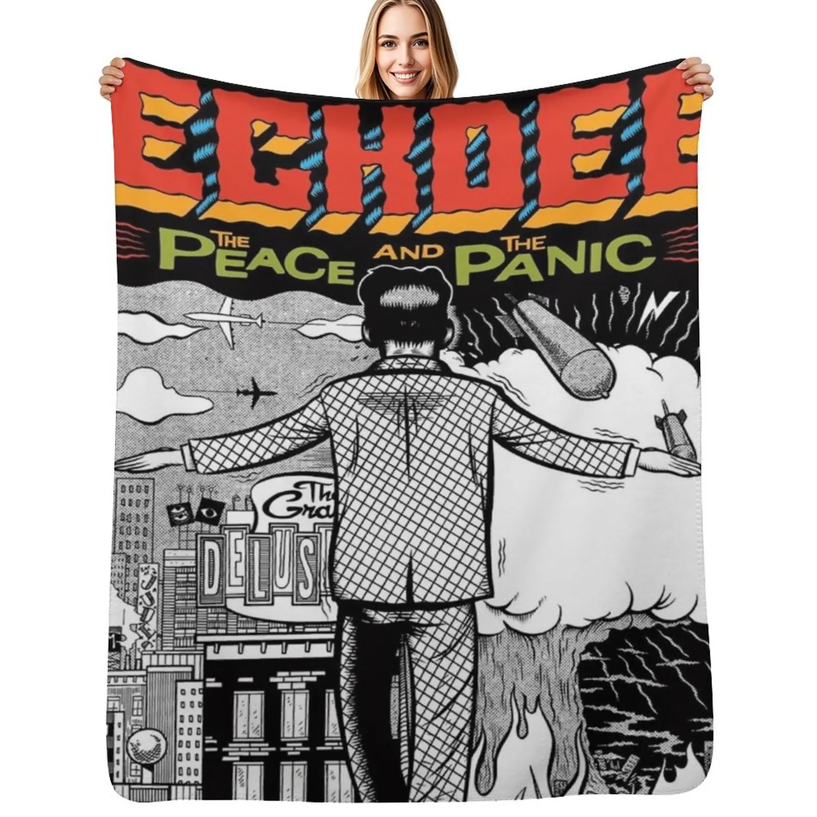 

Peace and the panic Throw Blanket Retros Blankets For Baby For Decorative Sofa Single Blankets