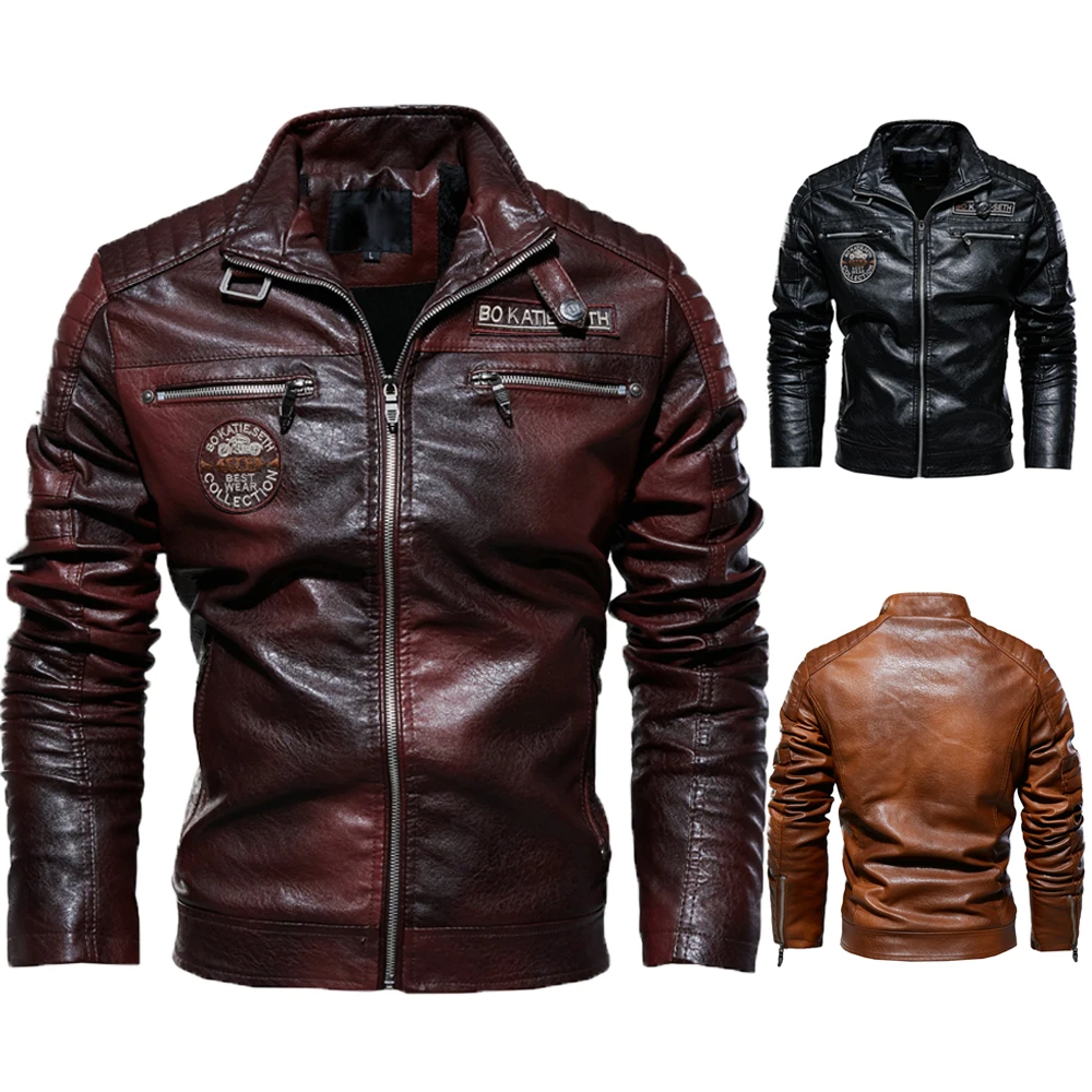 

Men's Leather Jackets Autumn Casual Motorcycle PU Jacket Biker Leather Coats Brand Clothing EU Size