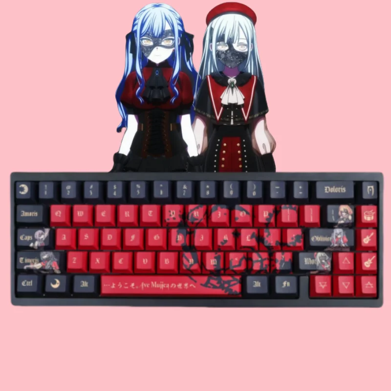 

New AveMujica Theme Keycaps 120 Key Cherry Profile PBT Anime Peripheral Gifts Cross Shaft Mechanical Keyboard Custom Keycaps