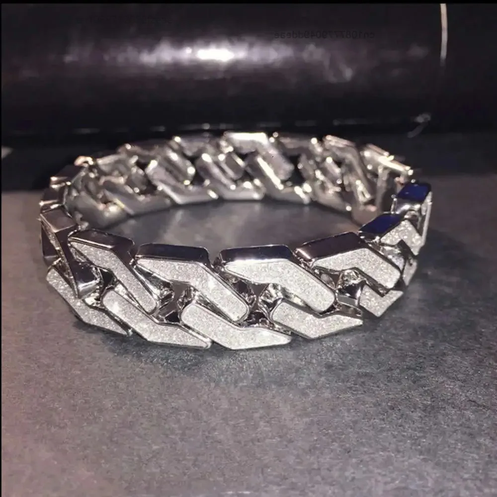 

Custom Fine Jewelry Inlay Iced Out Vvs Moissanite d Color Luxury 16mm Wide Sterling Silver Bracelet for Men