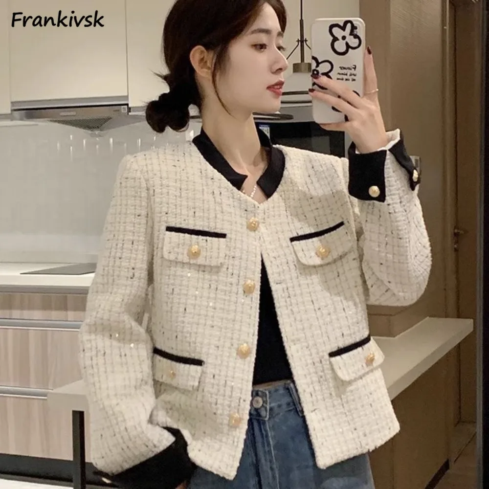 French Style All-match Women Jackets Long Sleeve Tops Elegant Temperament Panelled Vintage Delicate Autumn Fashion Mature Design