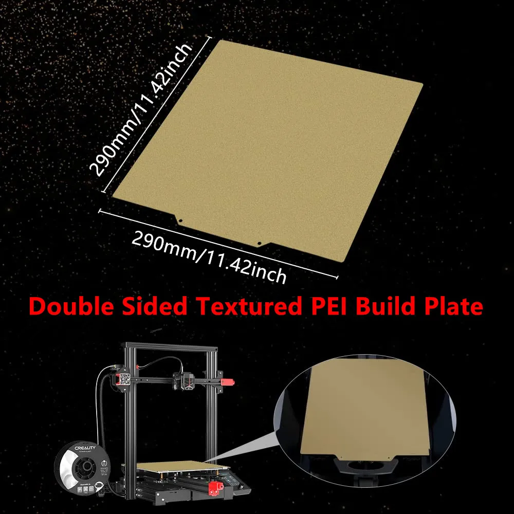 Upgraded 290x290mm Ender-6 Build Plate PEI Sheet Double Sided Textured PEI Spring Steel Flexible Print Bed with Magnetic Base