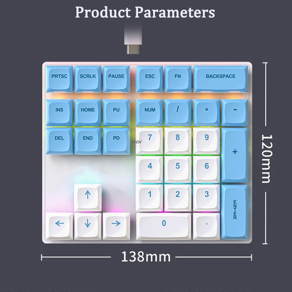 Imagem -06 - Teclado Numérico Mecânico com Fio Eixo de Luzes Multicoloridas Teclado para Negócios Laptop Acessórios para Computador Negócios