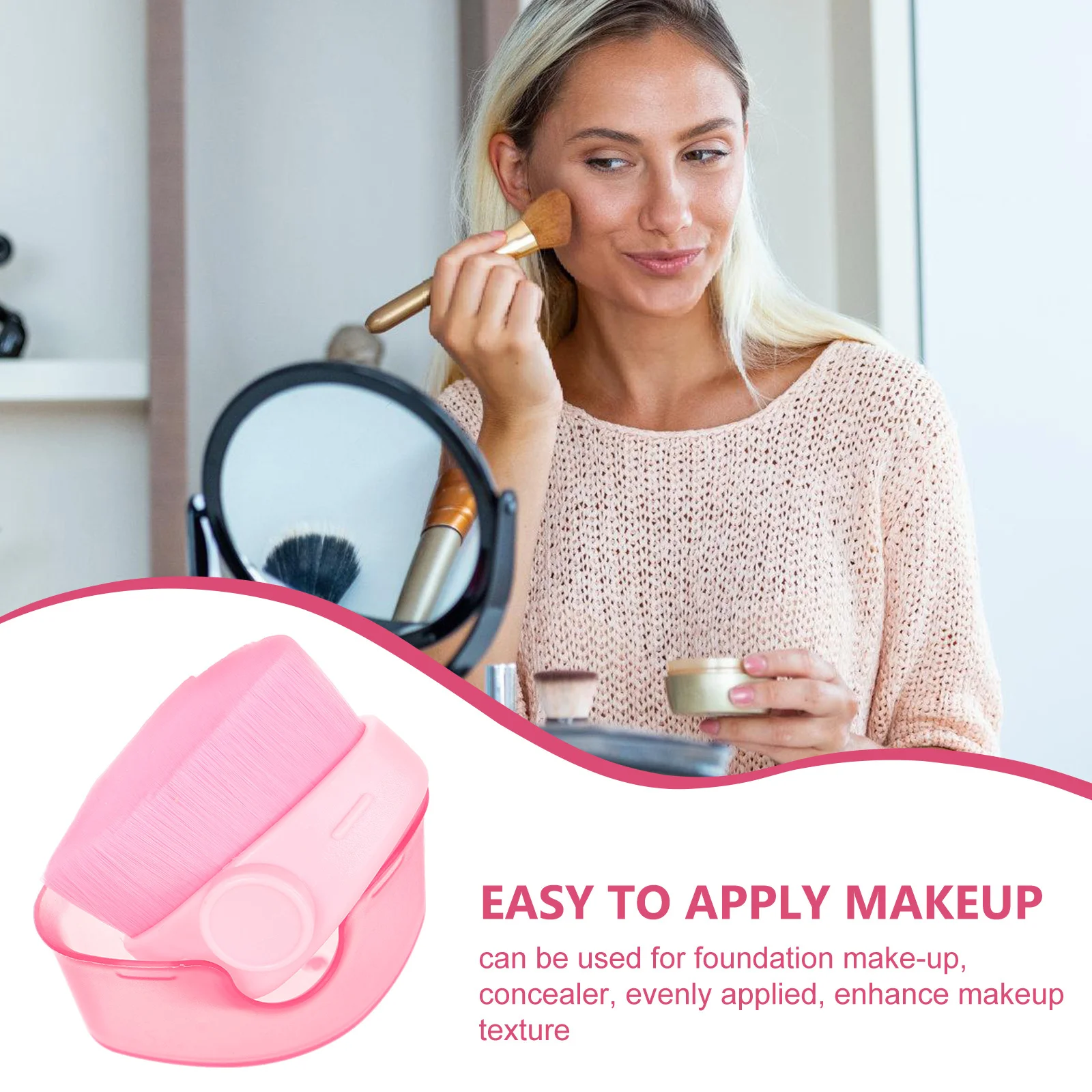 Dense Foundation Makeup Brush Portable Design with Protective Cover Even Application for Liquid Powder Foundation Blending and