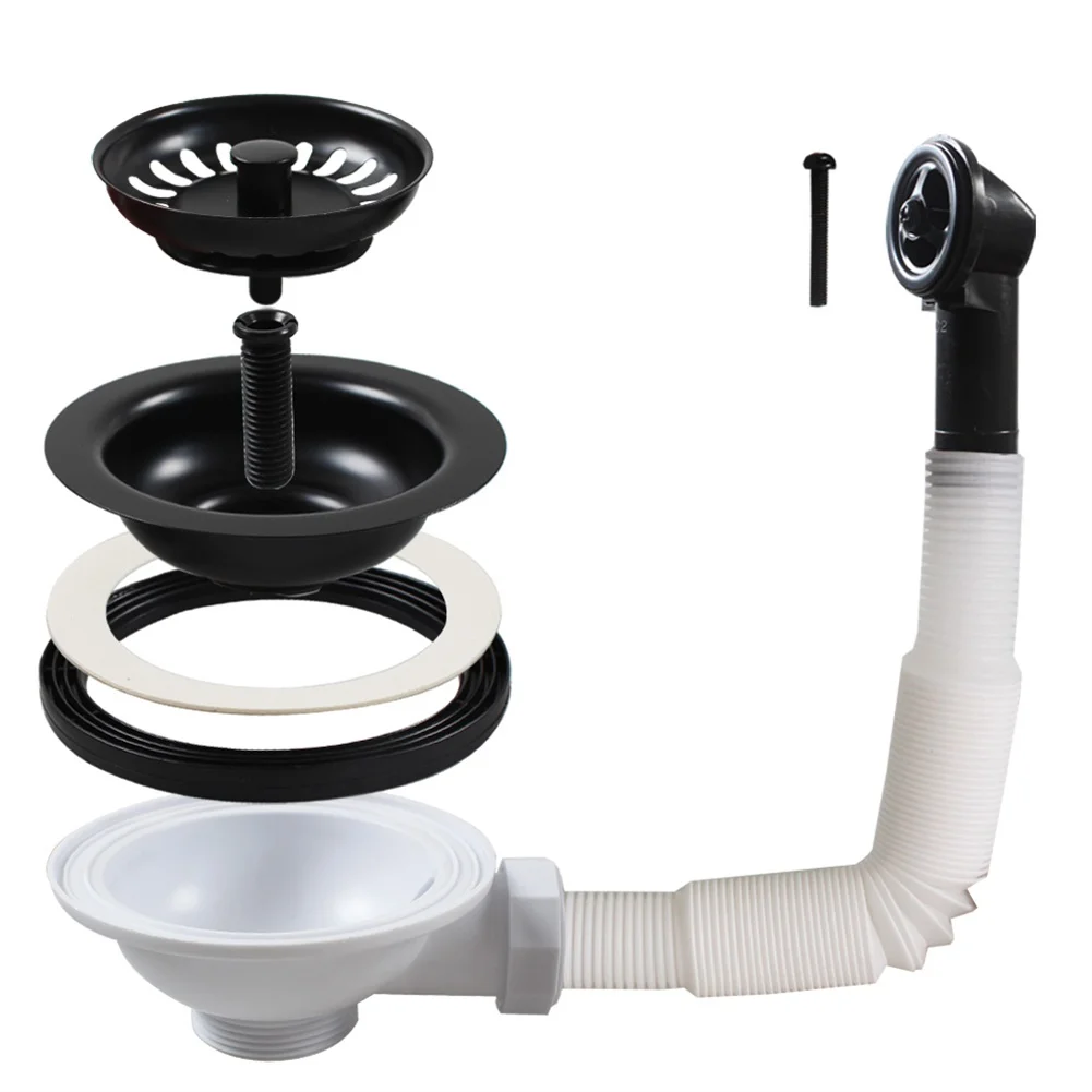 

Black Coated 304 Stainless Steel Sink Strainer with Adjustable Overflow Pipe and Anti Clog Design for Kitchen Sink Drainage