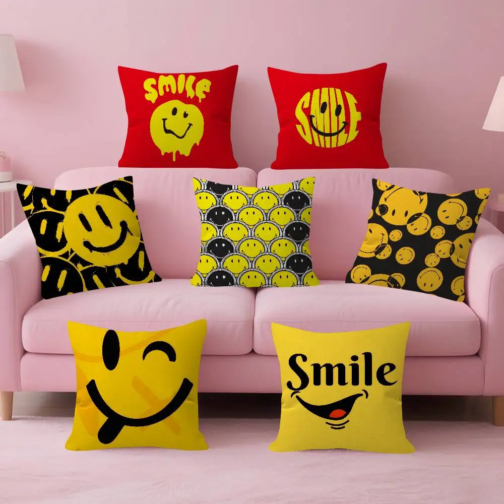Anime Smile Fun Niedliche Kissenhülle im Farmhouse-Stil für Couch-Dekorationen