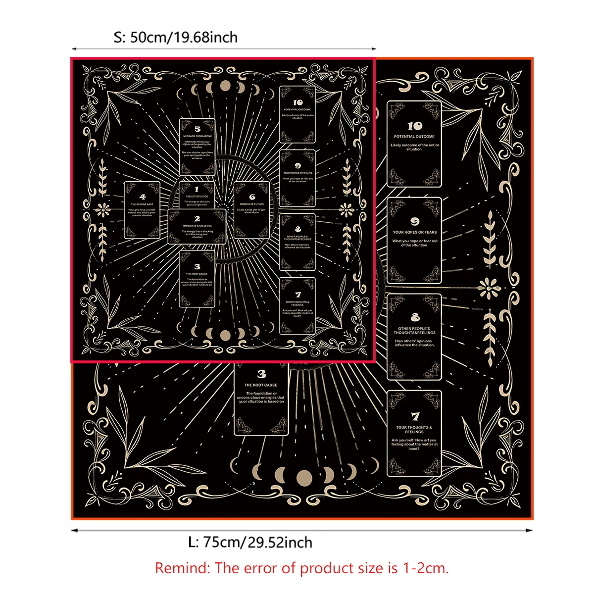 Keltisches Kreuz Altartuch Tarot Karte Tischdecke Hexe Mond Wahrsagerei Tischdecke für Tarot Matte Witchy Geschenke Dekor Kartenblock – Detail 7