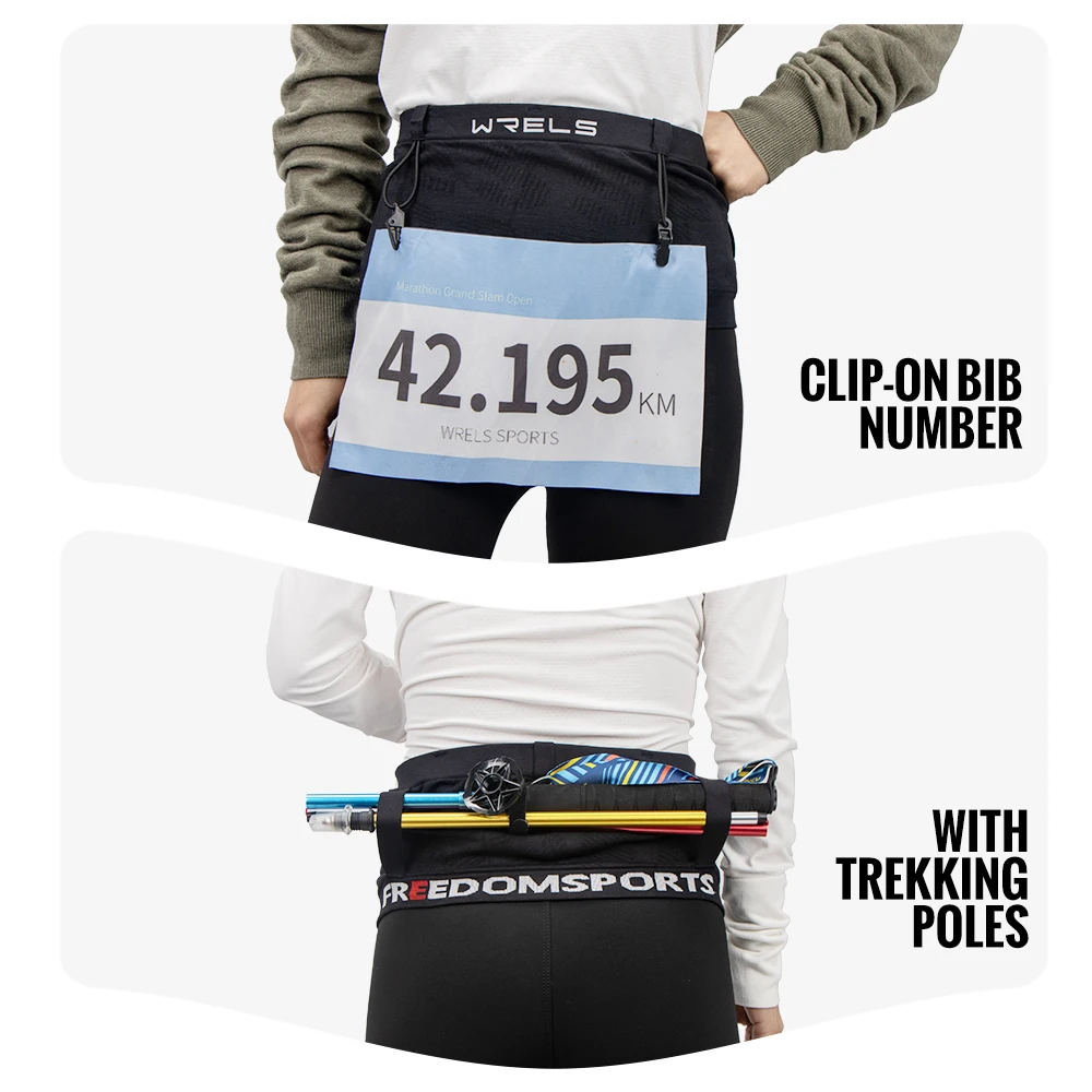 WRELS Elastic Sports Waist Bag Pack Breathable Invisible Lightweight Quick Dry Running Belt Fitness Gym Marathon Bib Number