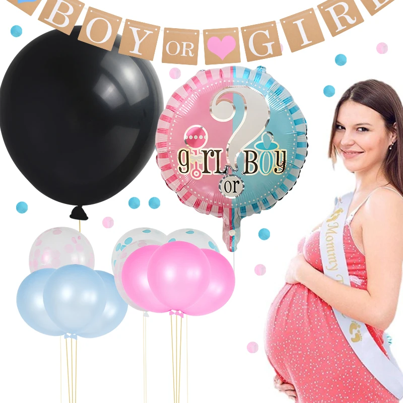 

64pc/set 36inch Latex Balloon Black Boy Or Girl Gender Reveal Balloon With Confetti Baby Shower Globos Gender Reveal Party Decor