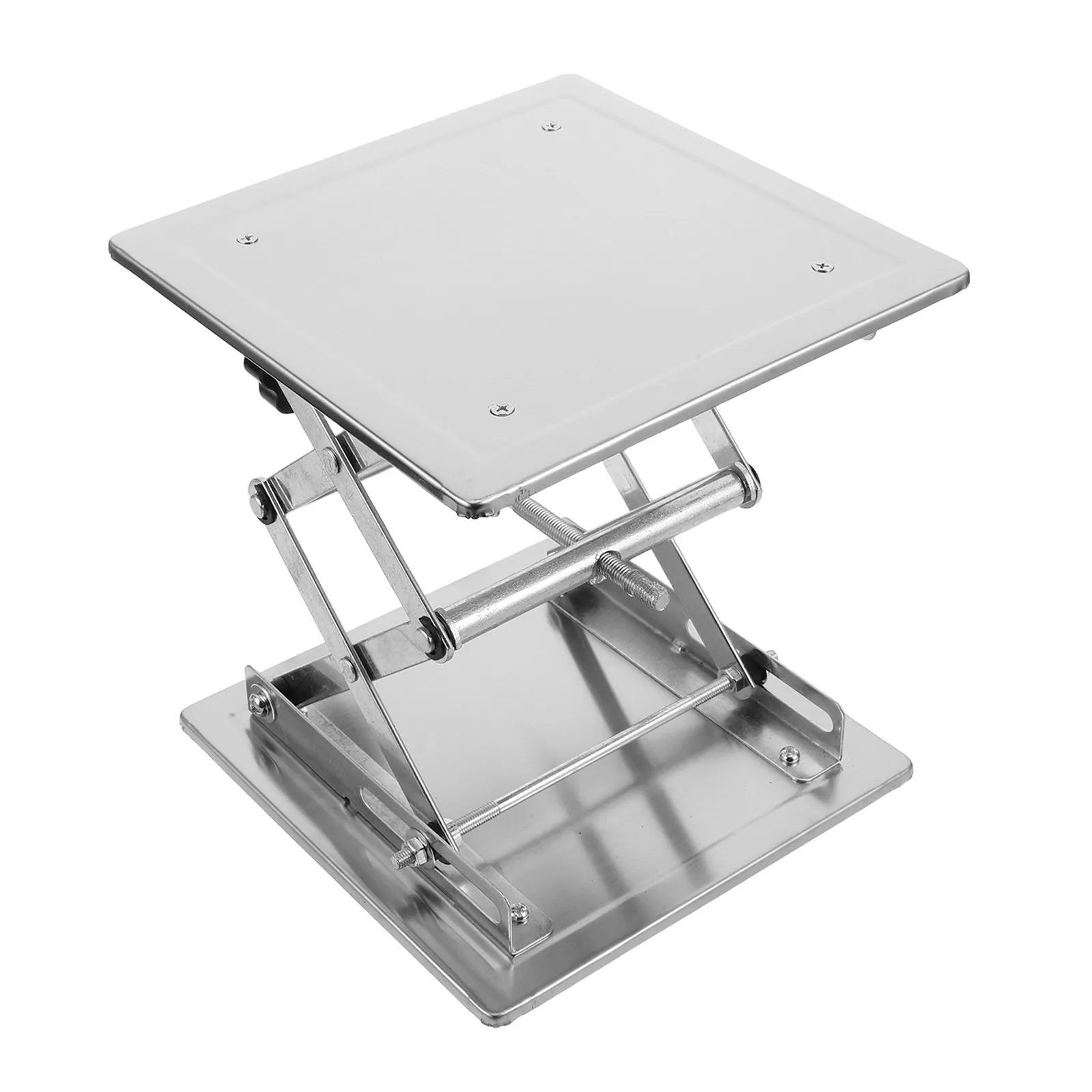 Stand Table Stainless Steel Manual Lifting Jack Platform 200x200mm Smooth Stable Elevation for Delicate Experiments
