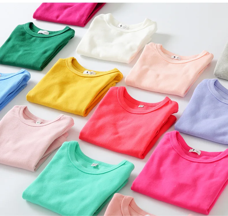 2 4 6 8 10  Years Kids Clothes Spring Autumn Long Sleeve Teen Boys T-shirt Solid Color Casual Cotton Tops For Girls Sweatshirt