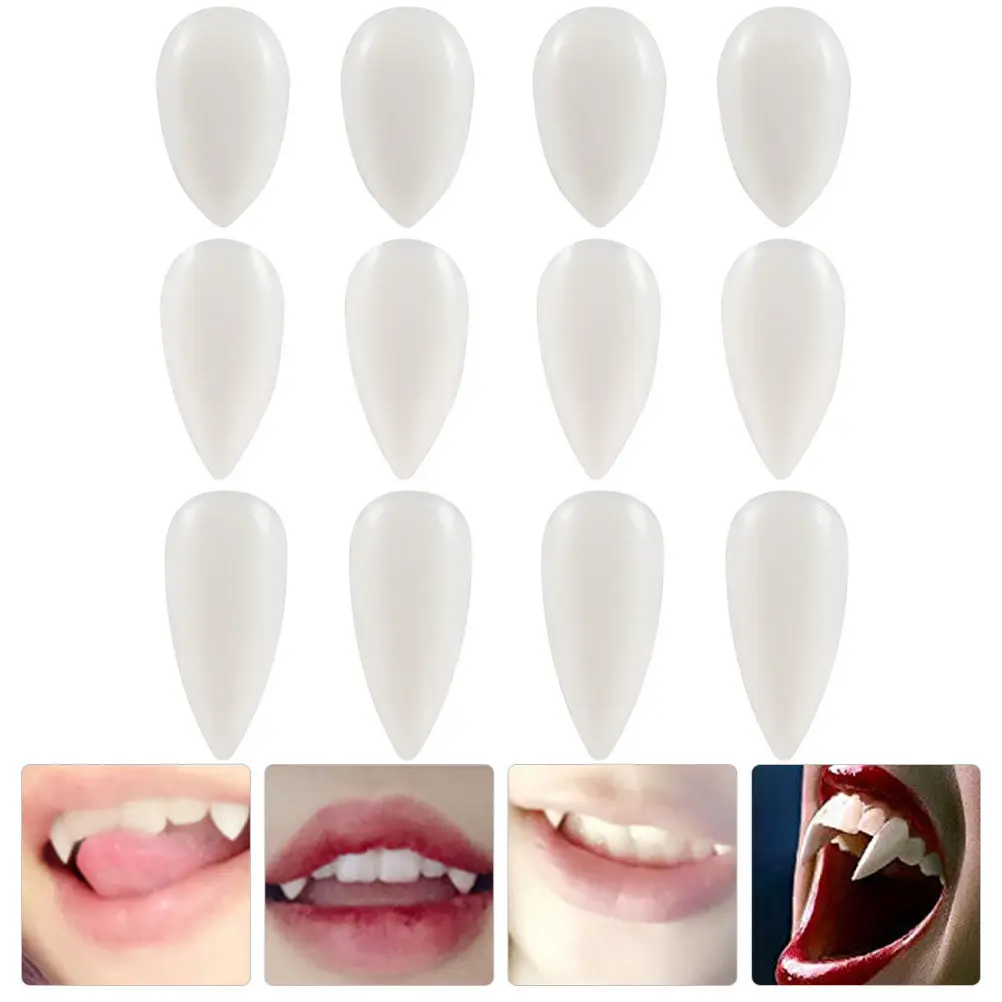 

12Pcs Premium Resin Halloween Fangs Vampire Teeth Cosplay Props Scary Realistic Fake Teeth for Masquerade Party Costume Role