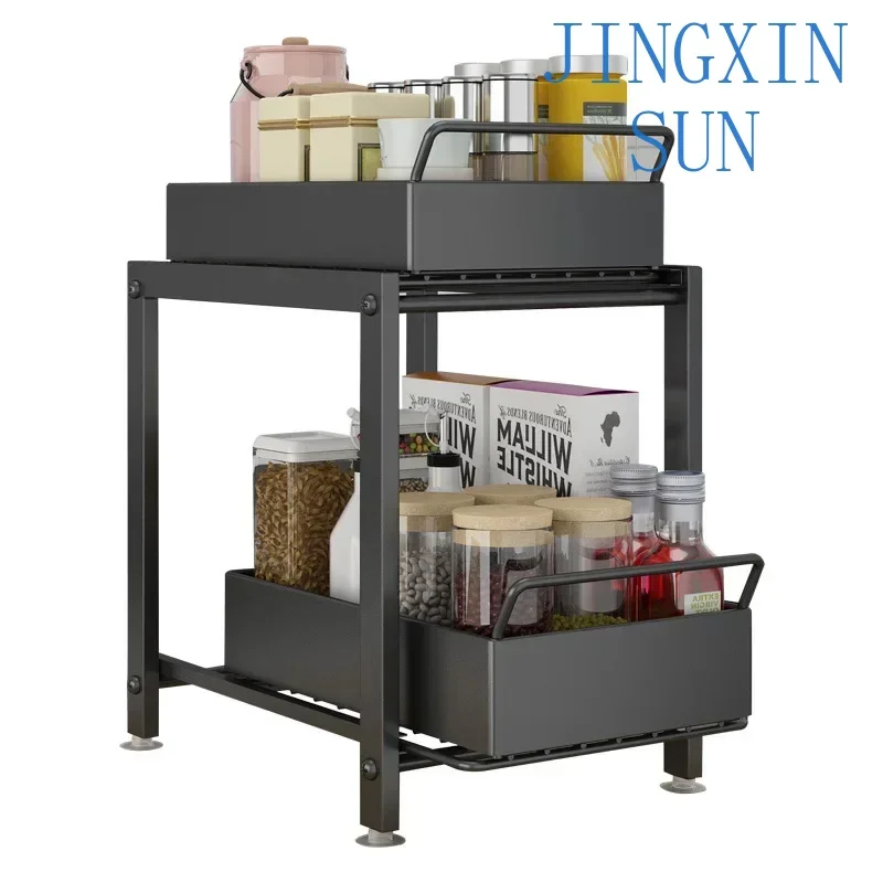 New Kitchen Shelf Under Sink Rack Mobile Floor Household Pull Multi-Layer Storage Cabinet Under Supplies Shelf Organization