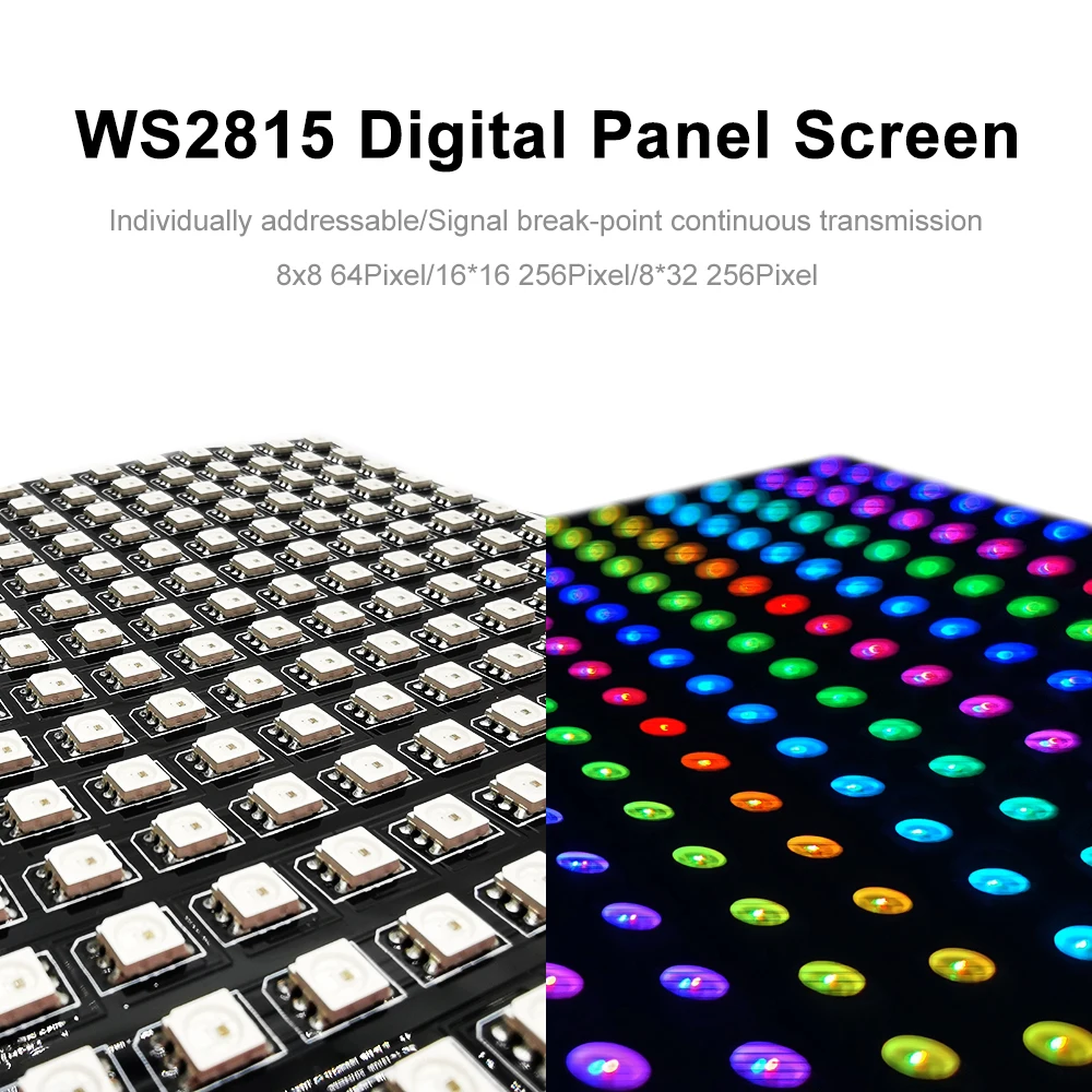 DC12V WS2815 8*8 8*32 16*16 Led Panel 4Pin Individually Addressable 5050 RGB Pixels Matrix Flexible Screen Dual Signal Module