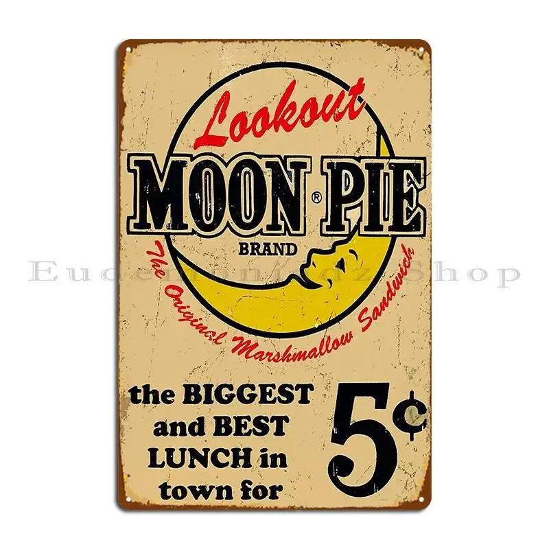 Moon Pie Vintage Advertisement Sign Typography Metal Sign Rusty Iron Garage Create Cinema Tin Sign Poster
